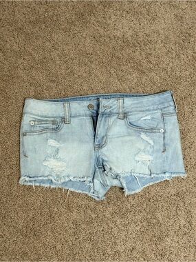 American Eagle Outfitters Light Wash Distressed Denim Shorts